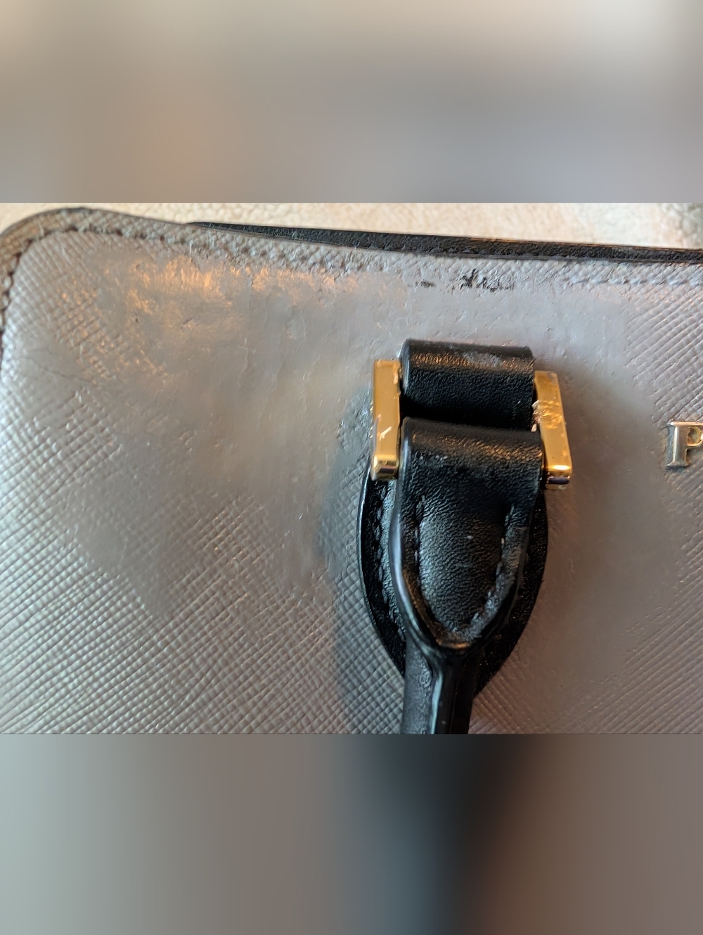 Prada Saffiano Leather Grey/Black Top Handle Tote Rehab Project Bag! - Picture 15 of 16